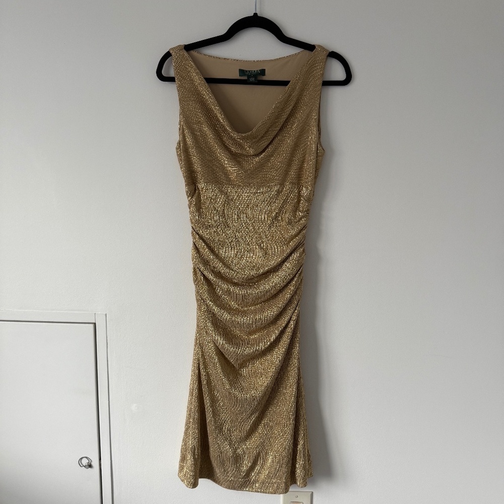 Ralph Lauren Gold Cocktail Dress | Size 4 | Occasion Ready